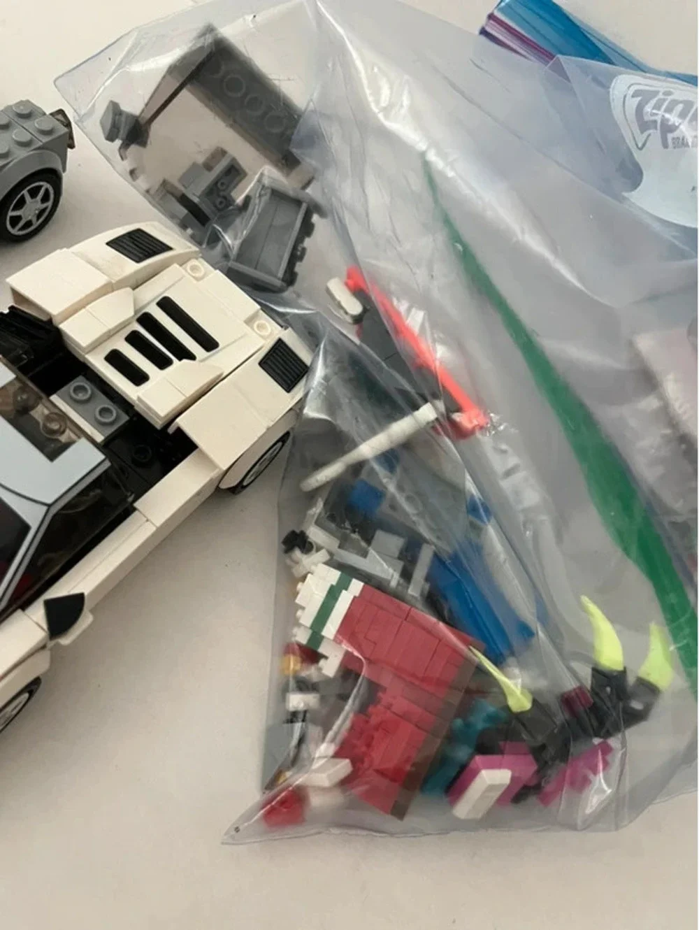 LEGO 2 Cars Built Speed Champions Lamborghini Grey White Building Kit Extra